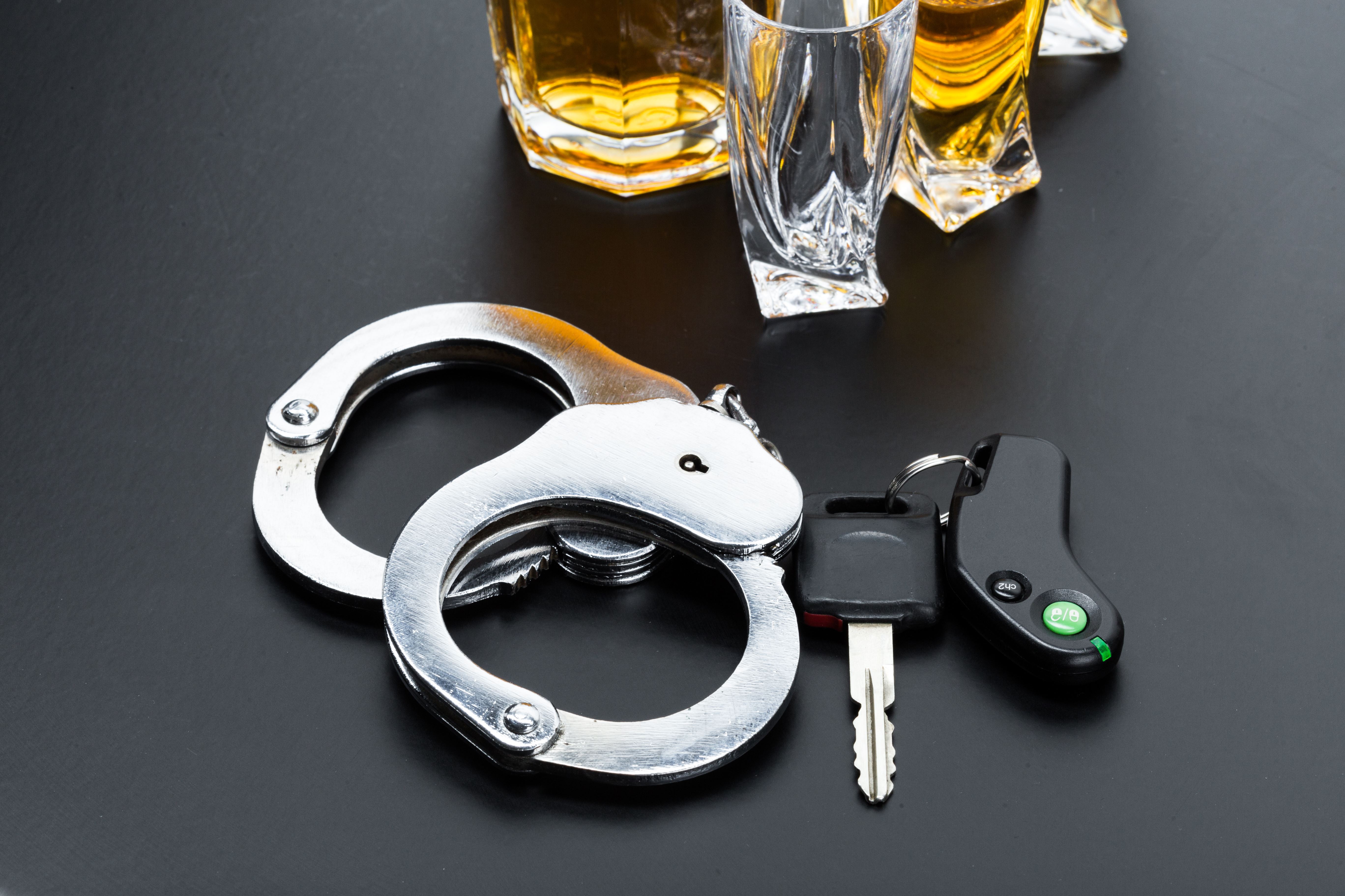 Alcohol, car keys and handcuffs - first offense DWI in Texas
